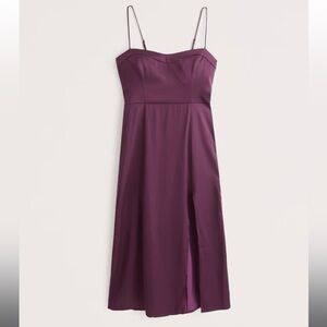 Abercrombie & Fitch Deep Purple Satin Midi Dress